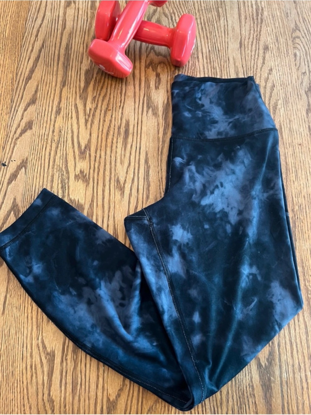 90 Degree By Reflex Black Tie-Dye High-Waist Leggings